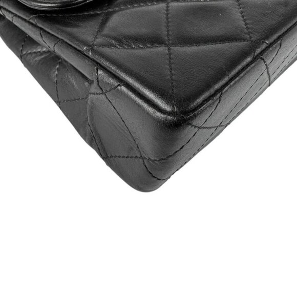 CHANEL Matelasse Double Flap Chian Shoulder Bag Black/Gold/Silver - Picture 5 of 13